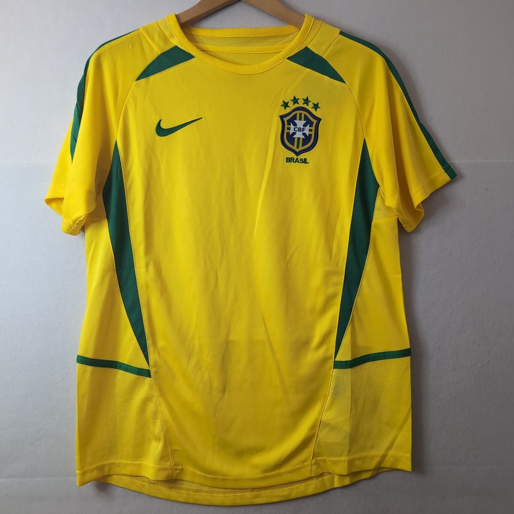 Nike Brazil CBF Soccer Jersey Mens Medium Yellow Green CD0699-100 Dri-FIT NWT